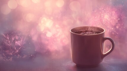 Fototapeta premium Warm coffee mug at window