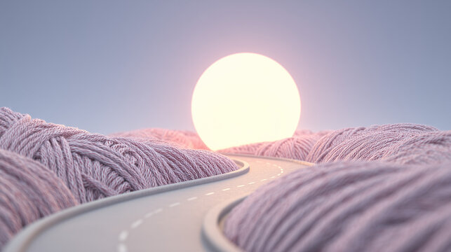 pink yarn ball, white plate, soft textures, gentle lighting, pastel colors, cozy atmosphere,