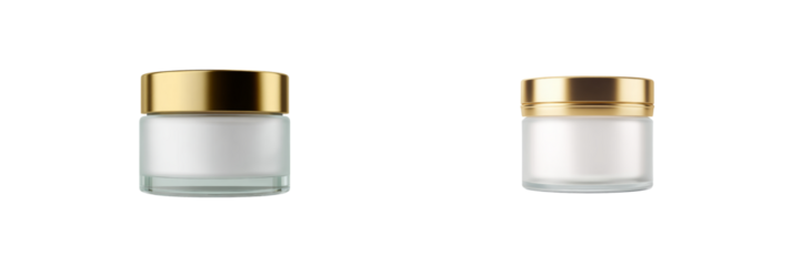 Cosmetic cream jars display transparent background studio setup product photography product concept
