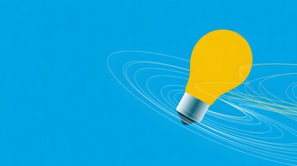 Creative idea concept with glowing light bulb on blue background, innovation and energy inspiration symbol, technology and bright thinking design