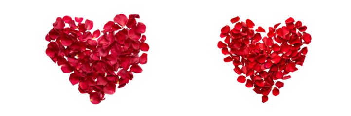 Heart-shaped rose petals on transparent background romantic decoration floral art
