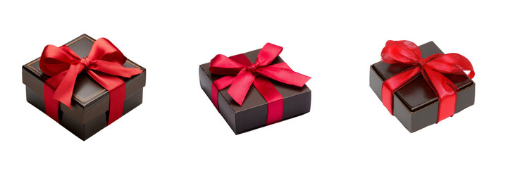 Obraz premium Gift boxes with red ribbons on transparent background celebratory event festive atmosphere