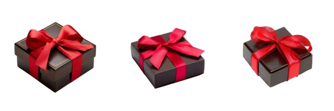 Gift boxes with red ribbons on transparent background celebratory event festive atmosphere