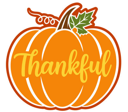 Thankful Pumpkin — Autumn Thanksgiving Quote with Leaves and Harvest Theme