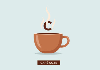 “Simple steaming coffee cup illustration”