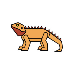 Geometric Bearded Dragon Vector Illustration. Stylized Bearded Dragon Lizard Flat Vector Art.