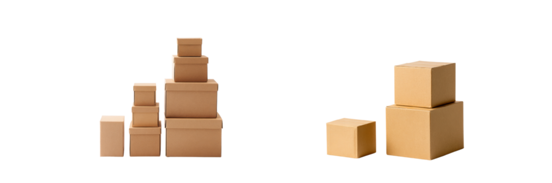 Stacked cardboard boxes with transparent background studio setting minimalist design - Powered by Adobe