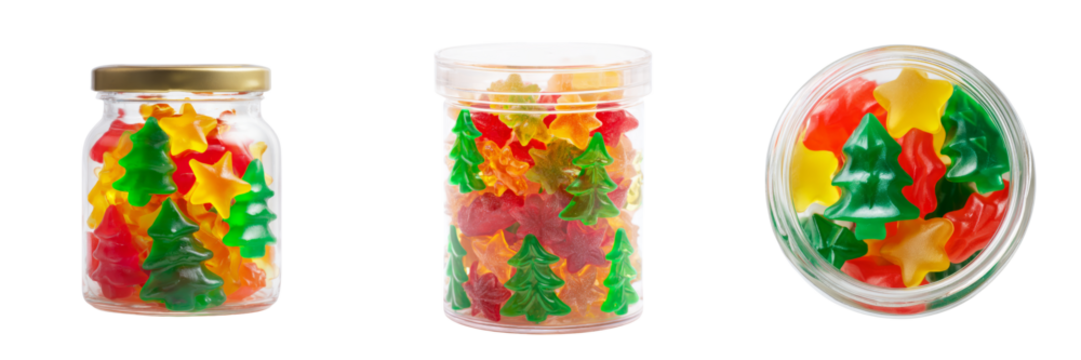 Colorful christmas candy in jar with transparent background festive holiday treats studio shot