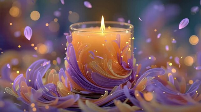 advent first sunday Glowing Candle in Abstract Swirls Fantasy Art