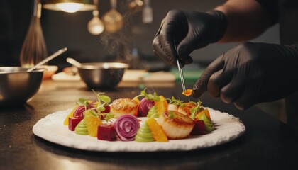 Chef plating gourmet dish illustrating creativity, luxury dining trend and culinary craftsmanship
