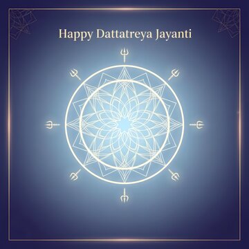 Happy dattatreya jayanti celebration with sacred geometric mandala design