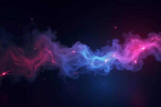 Futuristic 3D Illustration: Abstract Geometric Shapes Illuminated by Neon Lights in a Black Background