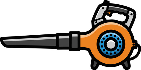 Fototapeta premium Orange and black leaf blower illustration on white background.