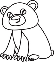 Cute cartoon bear outline illustration