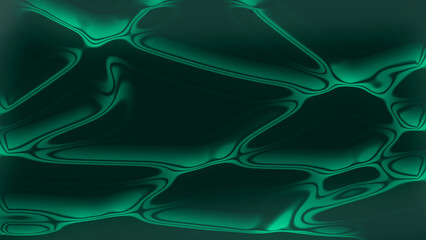 Abstract flowing emerald green and dark teal gradient pattern with organic, interconnected liquid-like shapes creating a modern, dynamic background, ideal for technology, science, and futuristic desig