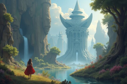 Fantasy Dreamscape: A mystical realm where imagination meets reality, filled with fantastical beings and enchanting scenery.
