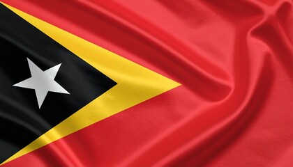 Timor-Leste flag with red field, black and yellow triangles, and white star.