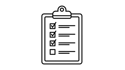 Outline Clipboard Checklist Icon. Vector graphic for efficient task management, project planning, and organized progress. Symbolizing to-do lists, completion, and strategic business operations