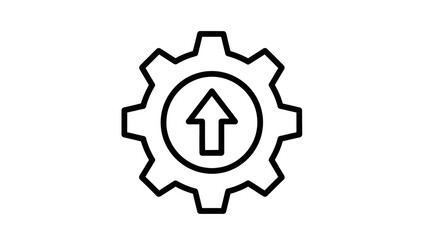 Gear with Upward Arrow Icon Representing Progress and Growth