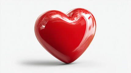 Fototapeta premium A shiny red heart on a white background symbolizing love and affection