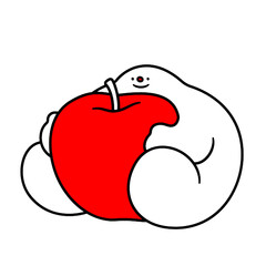 WEIRD CREATURE OBSESSIVELY HUGS AND BITES RED APPLE