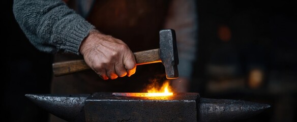 The blacksmith dances with a hammer molding heated metal like a sculptor with clay.
