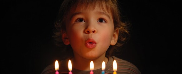 the colorful birthday candles are extinguished by a gleeful child