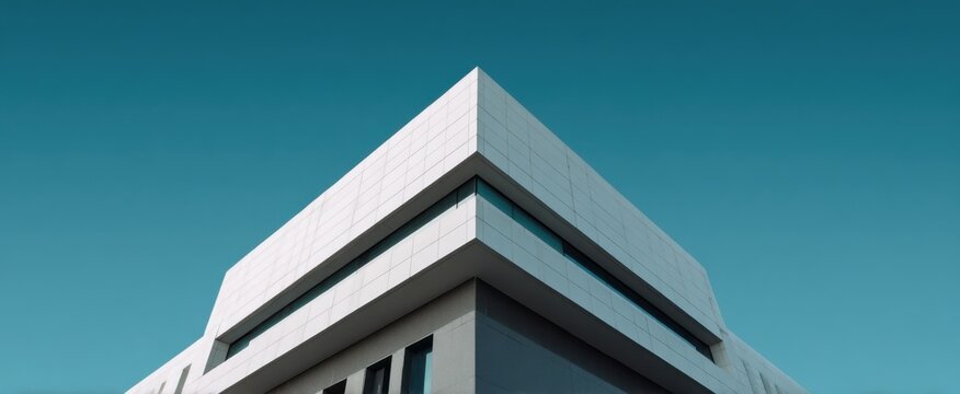 modern architectural building facade featuring sleek lines and geometric forms