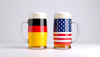 Festive mugs showcasing German and American flags