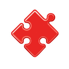 Obraz premium Single Red Puzzle Piece Illustration on a White Background Showing the Concept of Connection
