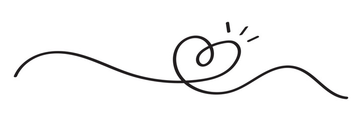 Heart line border, Valentine's Day banner, line art heart. Continuous single line drawing of heart shape.  Love relationship concept. Vector hand drawn illustration isolated on white. 