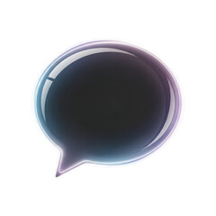 Dark speech bubble with vibrant glowing neon outline, representing communication, chat, or message concepts, isolated on transparent background