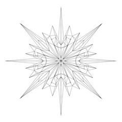 Complex geometric star design with sharp points and intricate lines, forming an abstract decorative pattern, isolated on transparent background