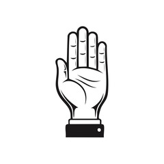 Obraz premium Stylized Hand in Business Suit Stop Gesture in Black and White, Vector Illustration