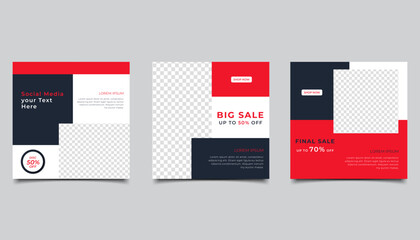 Set of Editable minimal square banner template. suitable for social media post and web internet ads. Vector illustration with photo design