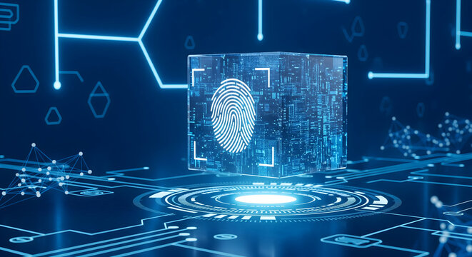 Cutting-edge fingerprint scanning technology with futuristic digital interface for secure biometric authentication solutions