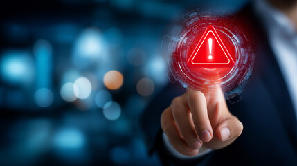 Faceless hand selecting risk management alert, defocused digital interface, cybersecurity threat concept, data breach prevention, business compliance technology, security warning s