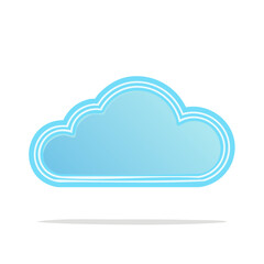 Stylized blue cloud icon with white outline representing data storage internet and weather concepts