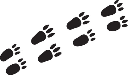 Deer and moose tracks black silhouette. Vector animals footprint set