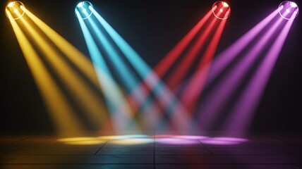 Vibrant Stage Spotlights in Dynamic Colors for Live Performance Setting
