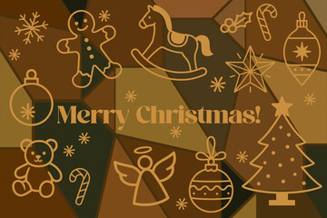 Christmas holiday themed patchwork collage with festive symbols and icons