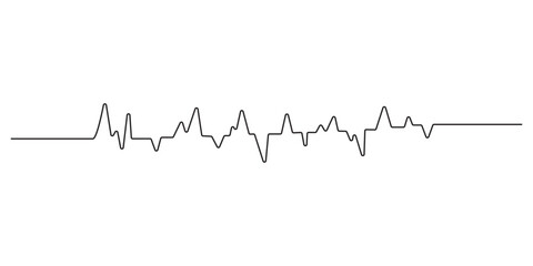 Heart cardiogram continuous one line drawing minimalism design isolated on white, Medical heart beat pulse continuous one line drawing on white background minimalist cardiogram outline vector