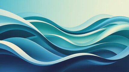 Abstract ocean wave pattern design in soothing blue and teal colors