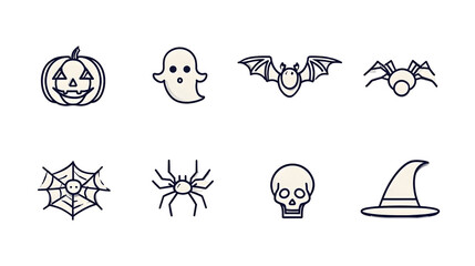Fototapeta premium Minimal line Halloween icon set