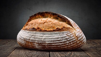 Freshly Baked Artisan Sliced Bread with Golden Crispy Crust Open Crumb Texture Flour Dusting on Rustic Wooden Surface Warm Kitchen Lighting