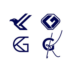 Set Collections of Abstract K G or G K Monogram Logo Designs