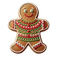 Gingerbread Man Christmas Cookie, Isolated on Transparent Background