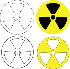 set of radiation symbol on white
