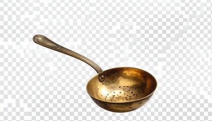 Golden ladle with ornate handle, vintage charm in culinary focus…