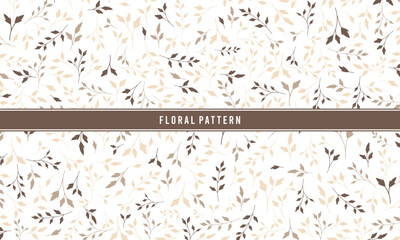 Neutral Earth Tone Seamless Floral Pattern with Beige and Brown Leaves